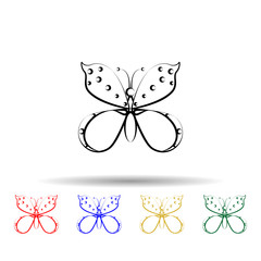 Butterfly multi color style icon. Simple thin line, outline vector of dia de muertos icons for ui and ux, website or mobile application
