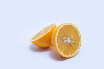 Photo sliced lemon on a white background