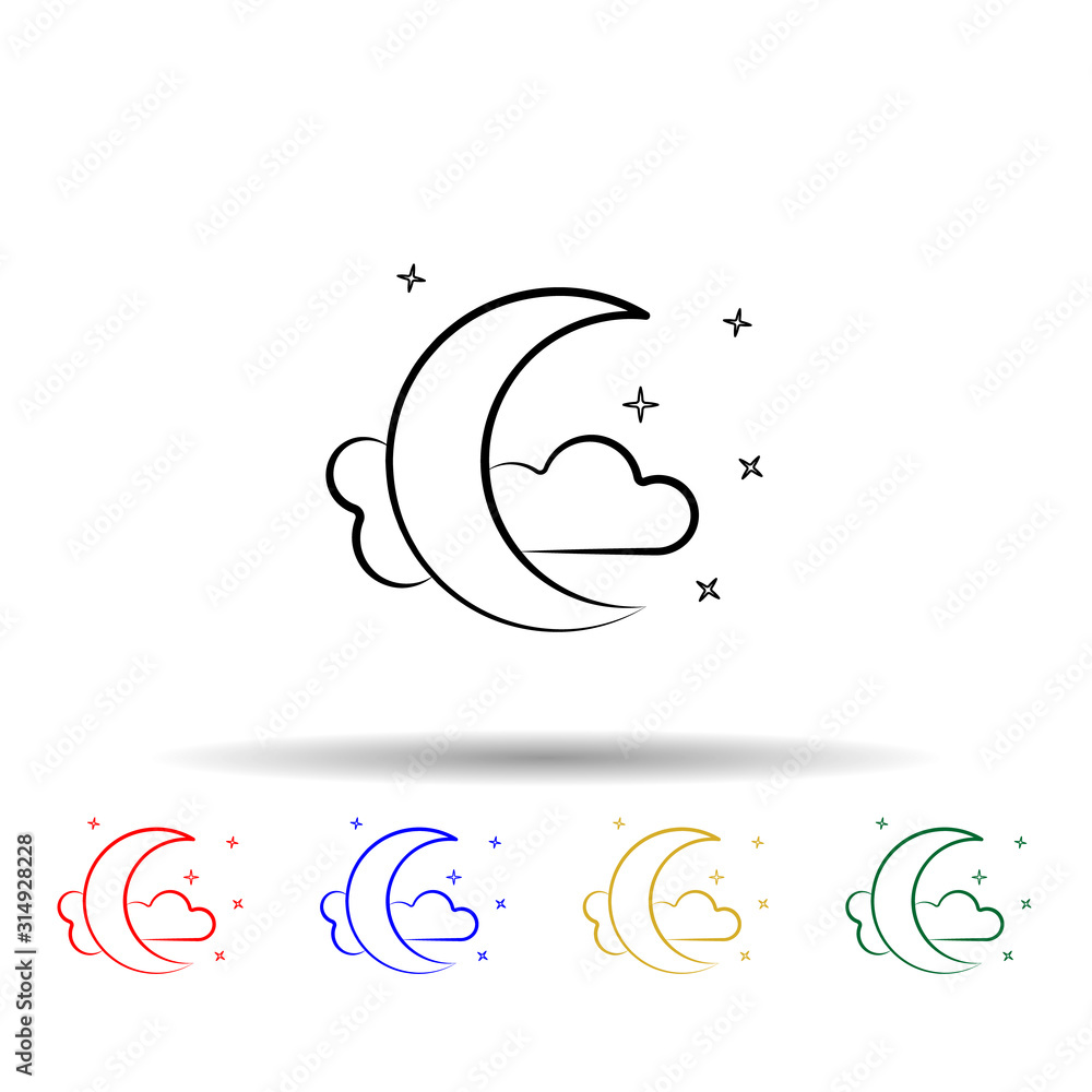 Poster crescent moon multi color style icon. simple thin line, outline vector of dia de muertos icons for u