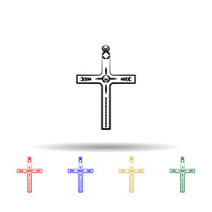 Cross multi color style icon. Simple thin line, outline vector of dia de muertos icons for ui and ux, website or mobile application