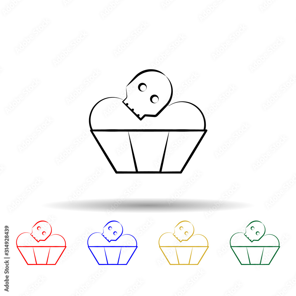 Poster muffins multi color style icon. simple thin line, outline vector of dia de muertos icons for ui and 