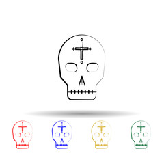 Mexican skull multi color style icon. Simple thin line, outline vector of dia de muertos icons for ui and ux, website or mobile application