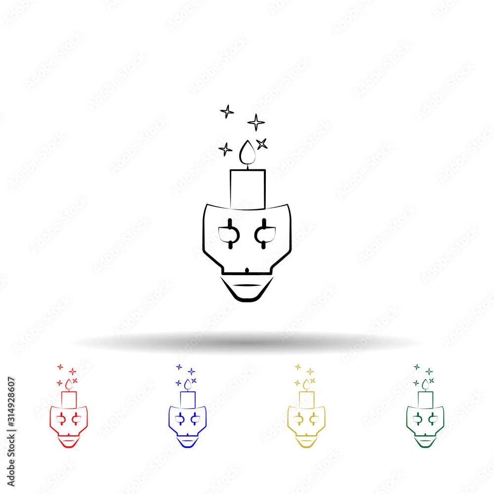 Aufkleber skull, candle multi color style icon. simple thin line, outline vector of dia de muertos icons for u