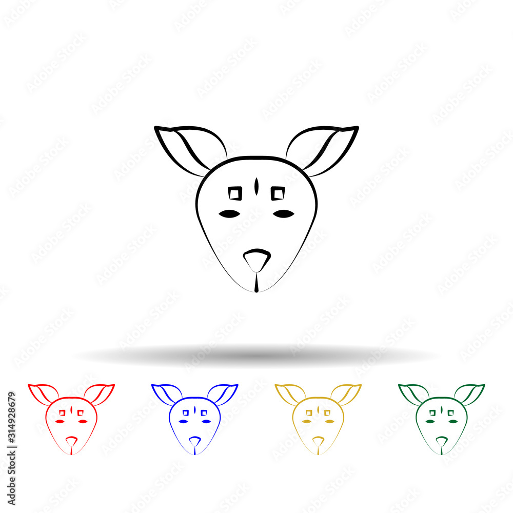 Poster xoloitzcuintle multi color style icon. simple thin line, outline vector of dia de muertos icons for 