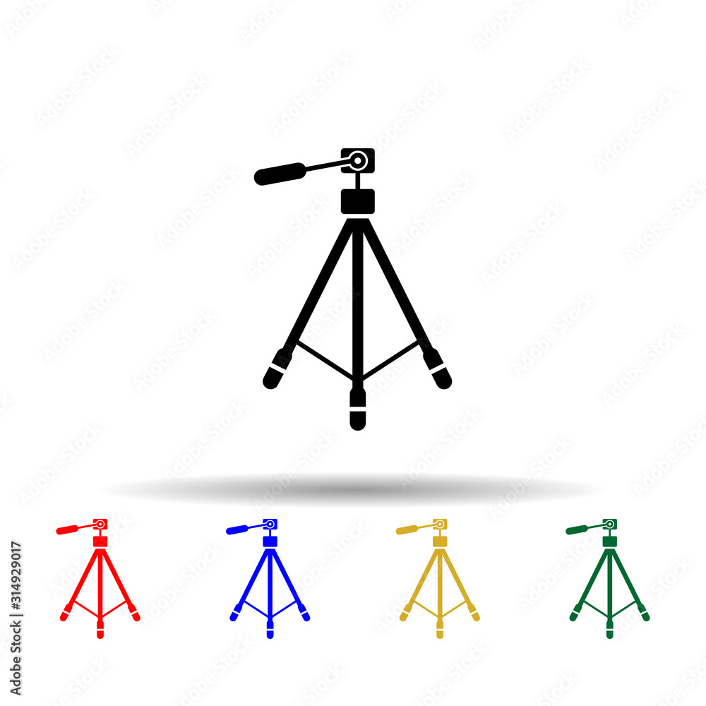 Poster tripod multi color style icon. simple glyph, flat vector of equipment photography icons for ui and u