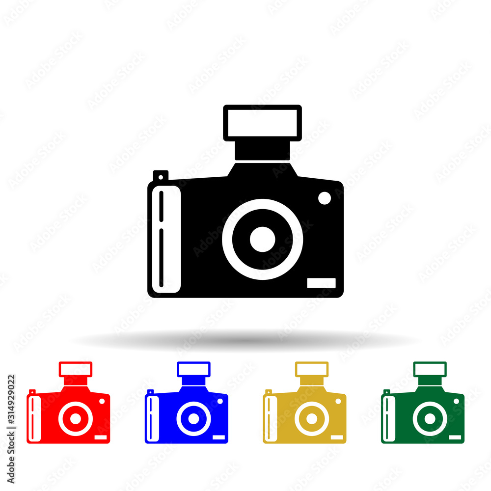 Poster digital camera multi color style icon. simple glyph, flat vector of equipment photography icons for 
