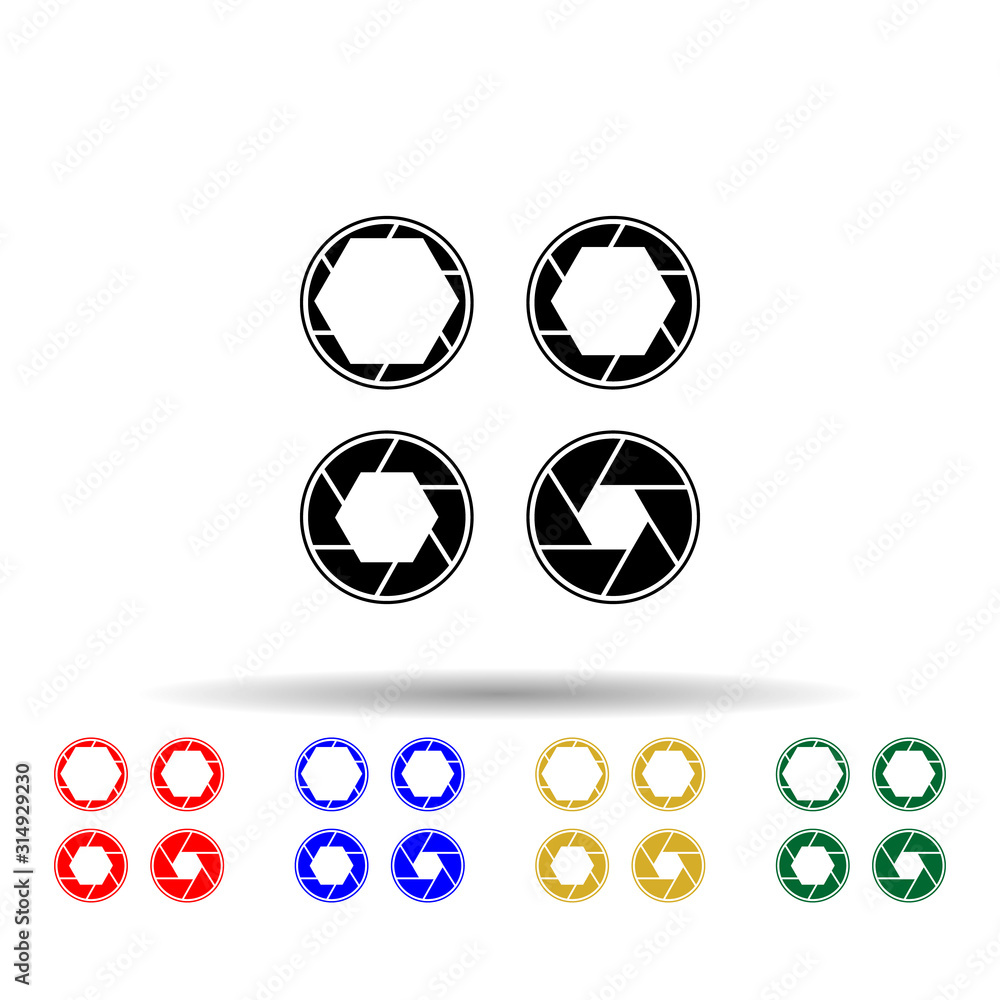 Poster diaphragms multi color style icon. simple glyph, flat vector of equipment photography icons for ui a