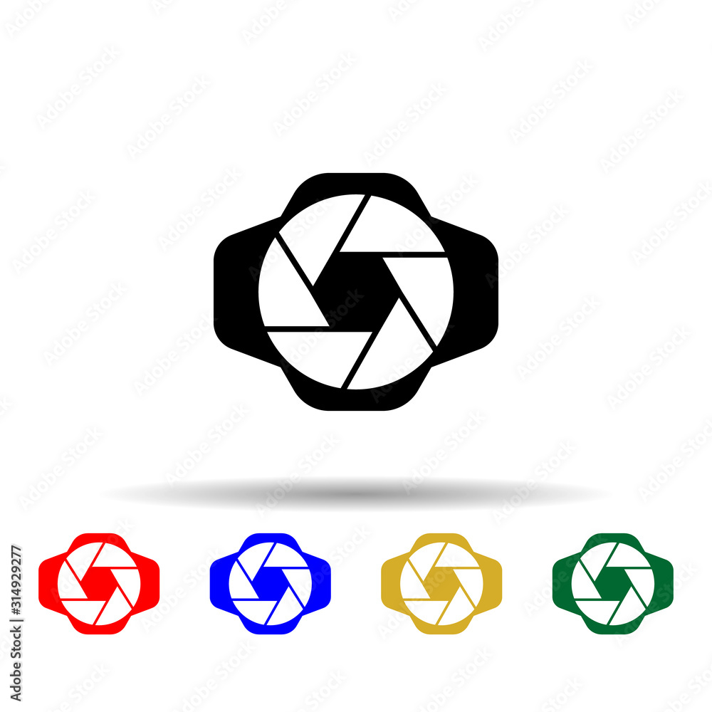 Poster diaphragm camera multi color style icon. simple glyph, flat vector of equipment photography icons fo