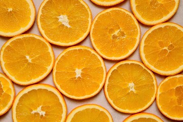 Ripe and juicy orange slices. Closeup 