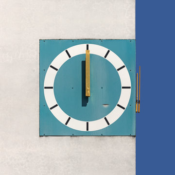 Modern clock on the tower of catholic church "Herz Marien" in Regensburg, Germany