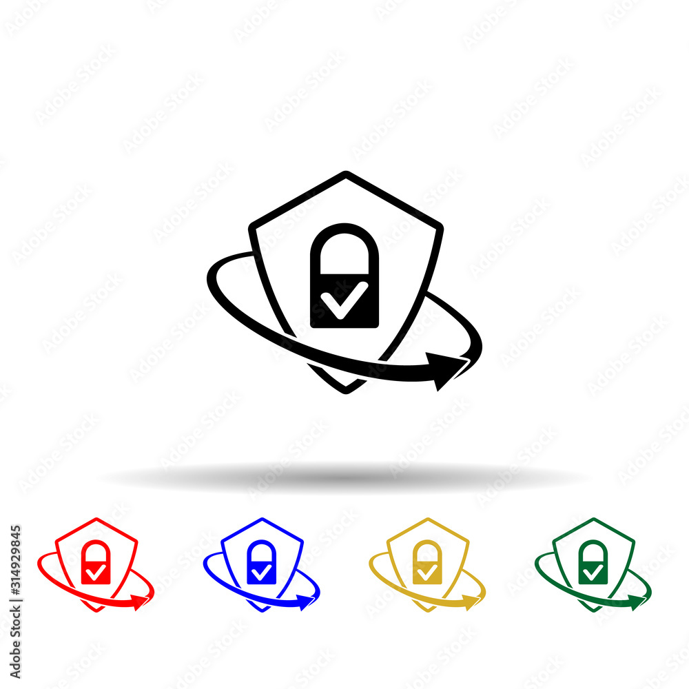 Aufkleber secure insurance multi color style icon. simple glyph, flat vector of insurance icons for ui and ux,