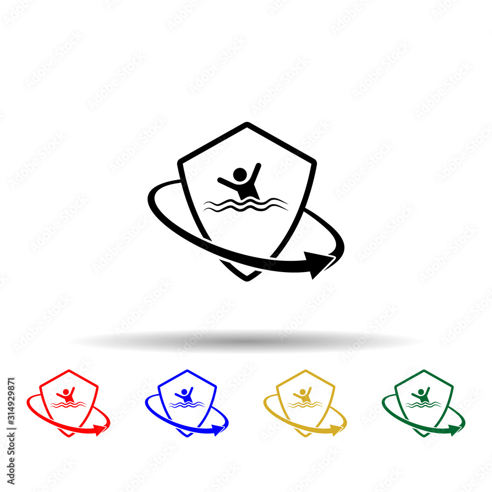 Poster sinking insurance multi color style icon. simple glyph, flat vector of insurance icons for ui and ux
