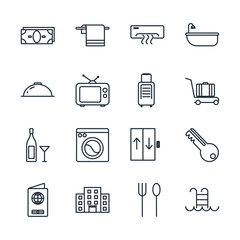 Set Hotel element icon template color editable. Hotel pack symbol vector sign isolated on white background illustration for graphic and web design.