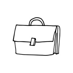 Single element of handbag in doodle business set. Hand drawn vector illustration for cards, posters, stickers and professional design.