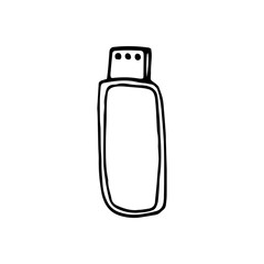 Single element of usb card in doodle business set. Hand drawn vector illustration for cards, posters, stickers and professional design.