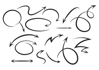 Obraz premium Sketch arrow set. Hand Drawn. Vector illustration.