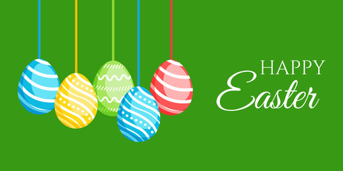 Happy Easter greeting banner with сolorful eggs