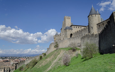 Fototapeta na wymiar Carcassonne, France, 14 March, 2018 : photo of the old city of Carcassonne