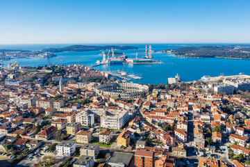 An aerial view of Pula, Istria, Croatia