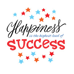 Naklejka na ściany i meble Happiness is the key to success. Hand drawn vector lettering quote. Calligraphy style.