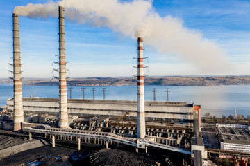 Industrial smoke stack of coal power plant