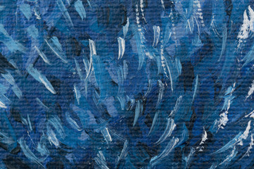 Fototapeta na wymiar Textura de pintura en óleo azul sobre un lienzo