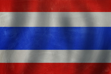 Travel and learn Thai language concept. Thailand flag background