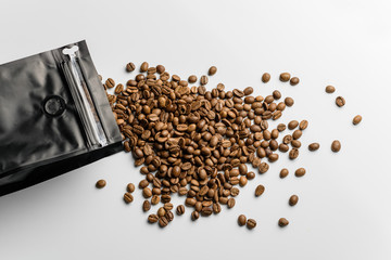  coffee grains on a white background