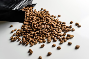  coffee grains on a white background