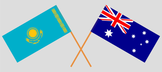 Crossed flags of Kazakhstan and Australia