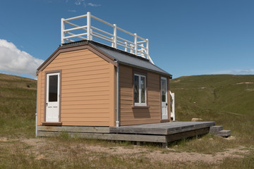 Historic hut from Captain Scott's second Antarctic (Terra Nova) expedition (1910-1913), now sited at Godley Head, Canterbury, New Zealand.