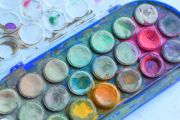 dirty set of watercolors