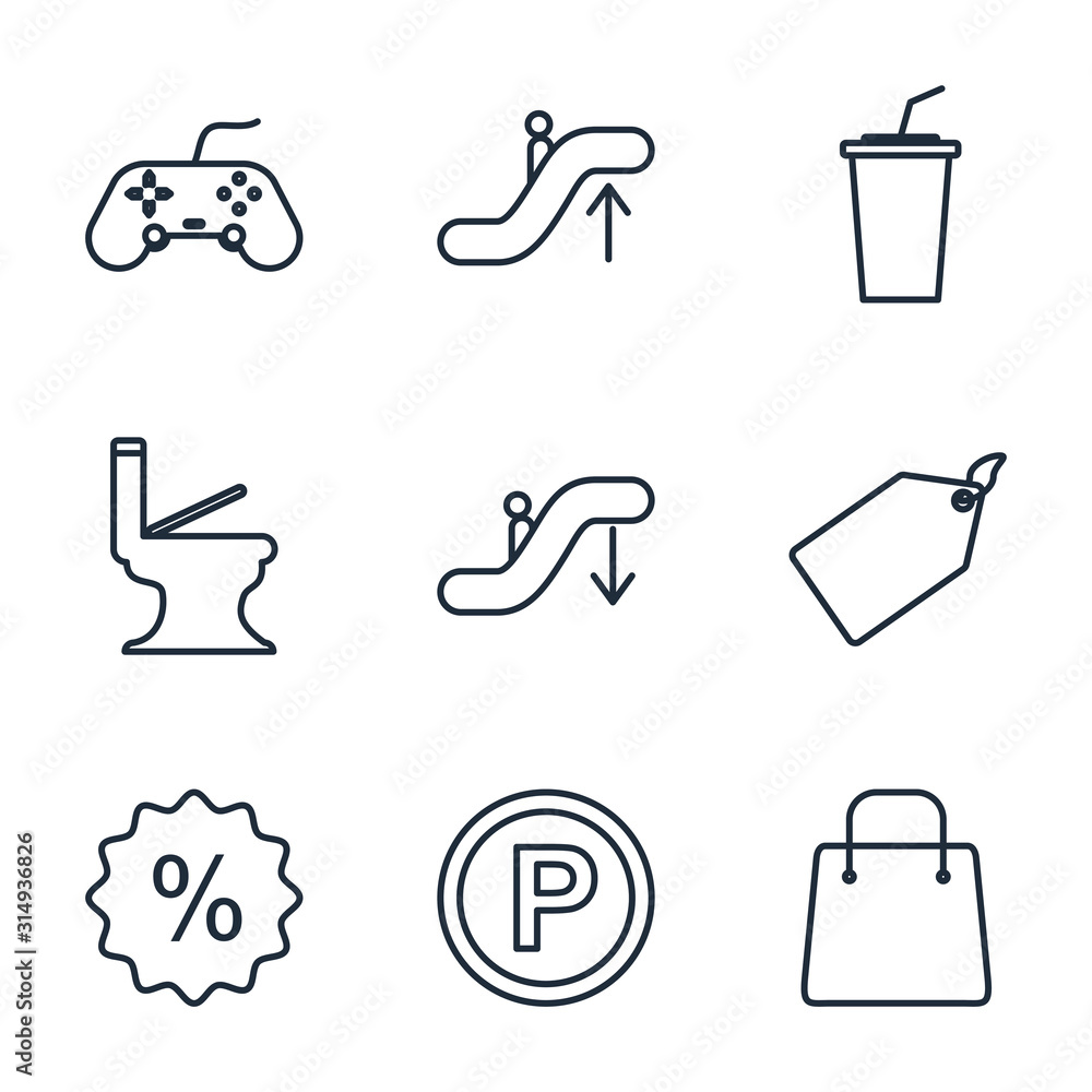 Poster set shopping malls icon template color editable. retail pack symbol vector sign isolated on white ba