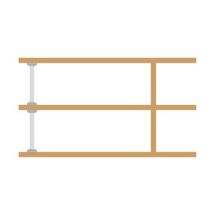 Wall mounted wooden bookshelf. Vector drawing. Horizontal view. Isolated object on a white background. Isolate.