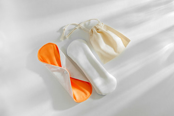 Reusable cloth menstrual pads. Zero waste supplies for personal hygiene. Sustainable lifestyle....