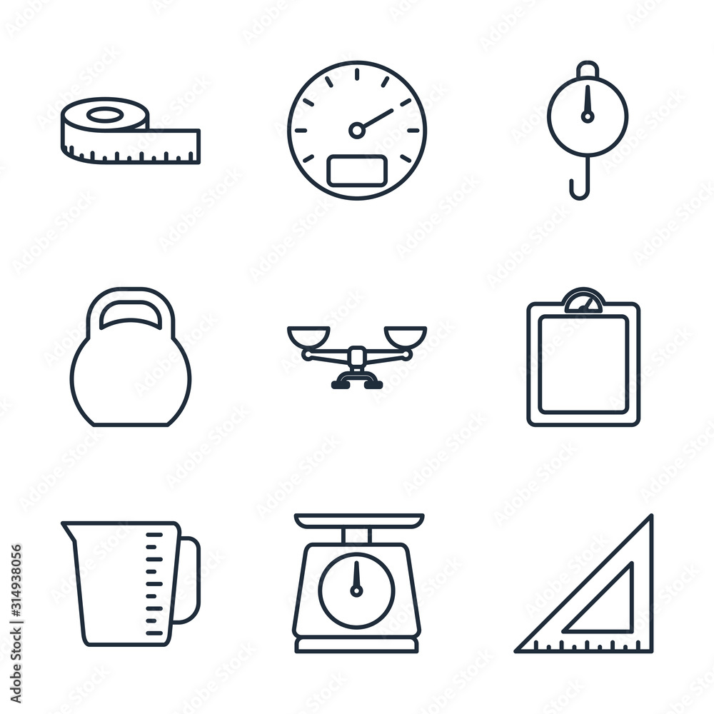 Fototapete set measuring icon template color editable. measuring pack symbol vector sign isolated on white back