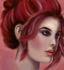 Fototapeta premium Woman fashion illustration portrait