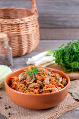 Stewed cabbage with mushrooms