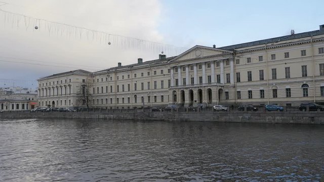 St. Petersburg, palaces and embankments granite in winter, time lapse