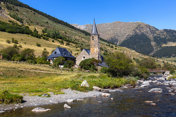Fototapeta na wymiar Montagarri Sanctuary in Vall d'Aran, Catalan Pyrenees