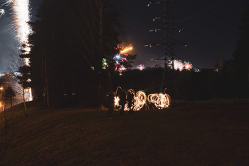 Fireworks in new year of 2020