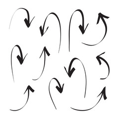 Arrows icons vector hand drawn editable set