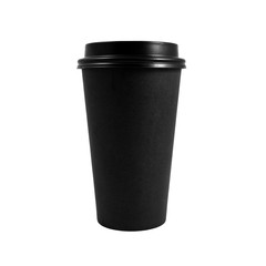 Takeaway black paper coffee cup isolated on white background