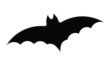 Halloween bat silhouette on white background. Halloween black bat icon. Vector illustration