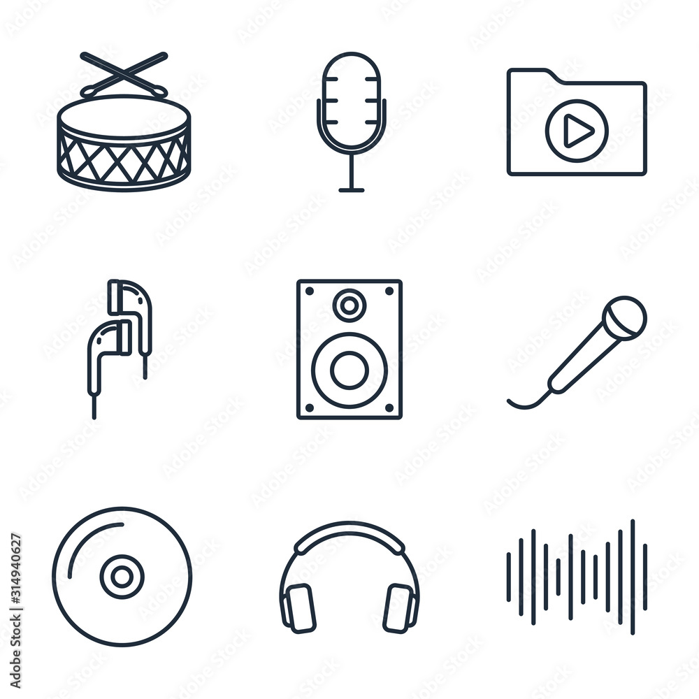 Poster set music icon template color editable. music pack symbol vector sign isolated on white background i