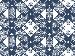 Old style ikat color etnical tribal hand - drawn pattern navajo motif for packing, wallpaper, batik