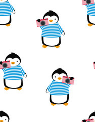cartoon pattern with penguins, summer print