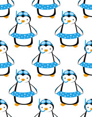 cartoon pattern with penguins, summer print