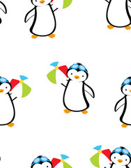 cartoon pattern with penguins, summer print