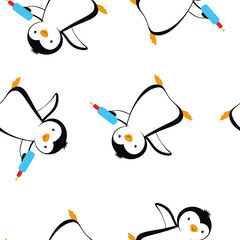 cartoon pattern with penguins, summer print